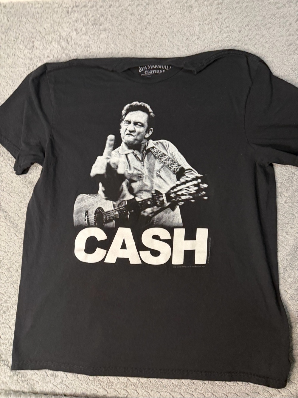 Marshall Black Graphic Tee with White Cash Print